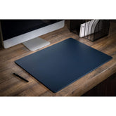 Navy Blue Leather Conference Table Pad, 20 x 16